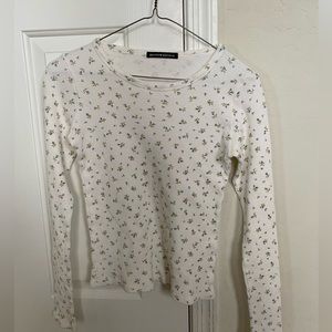 Waffle thermal long sleeve top with floral from Brandy Melville
